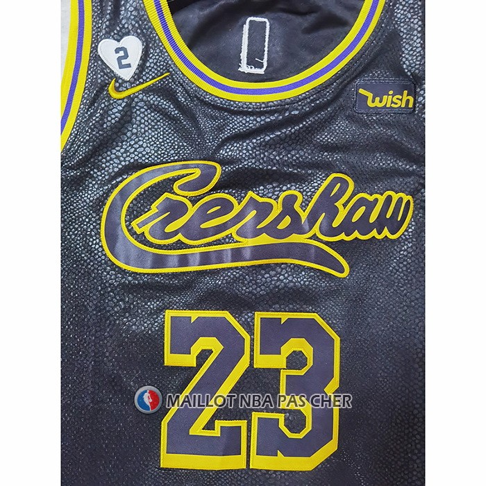 Maillot Los Angeles Lakers LeBron James NO 23 Crenshaw Black Mamba Noir
